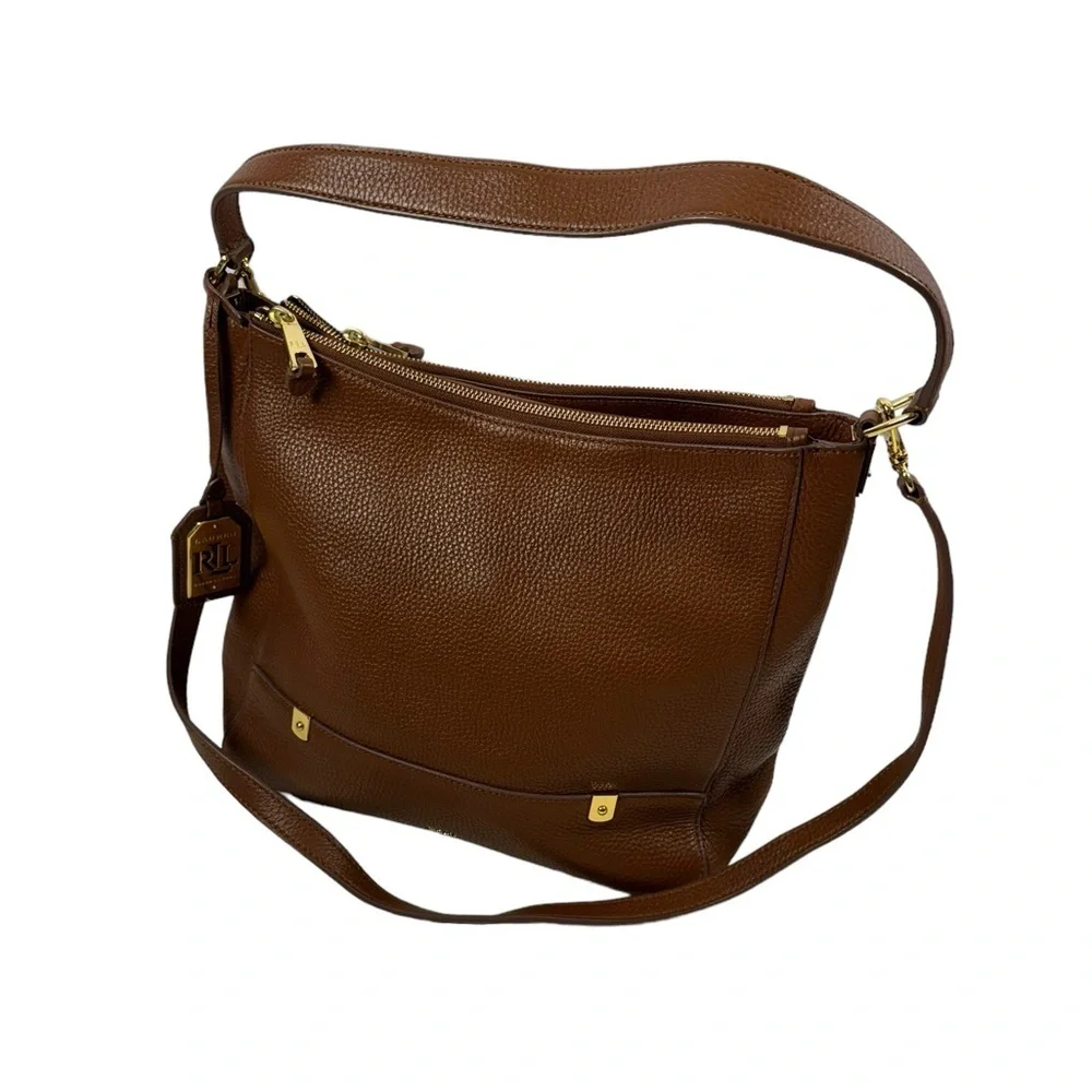 Lauren Ralph Lauren Brown and Gold Satchel - Picture 5 of 12